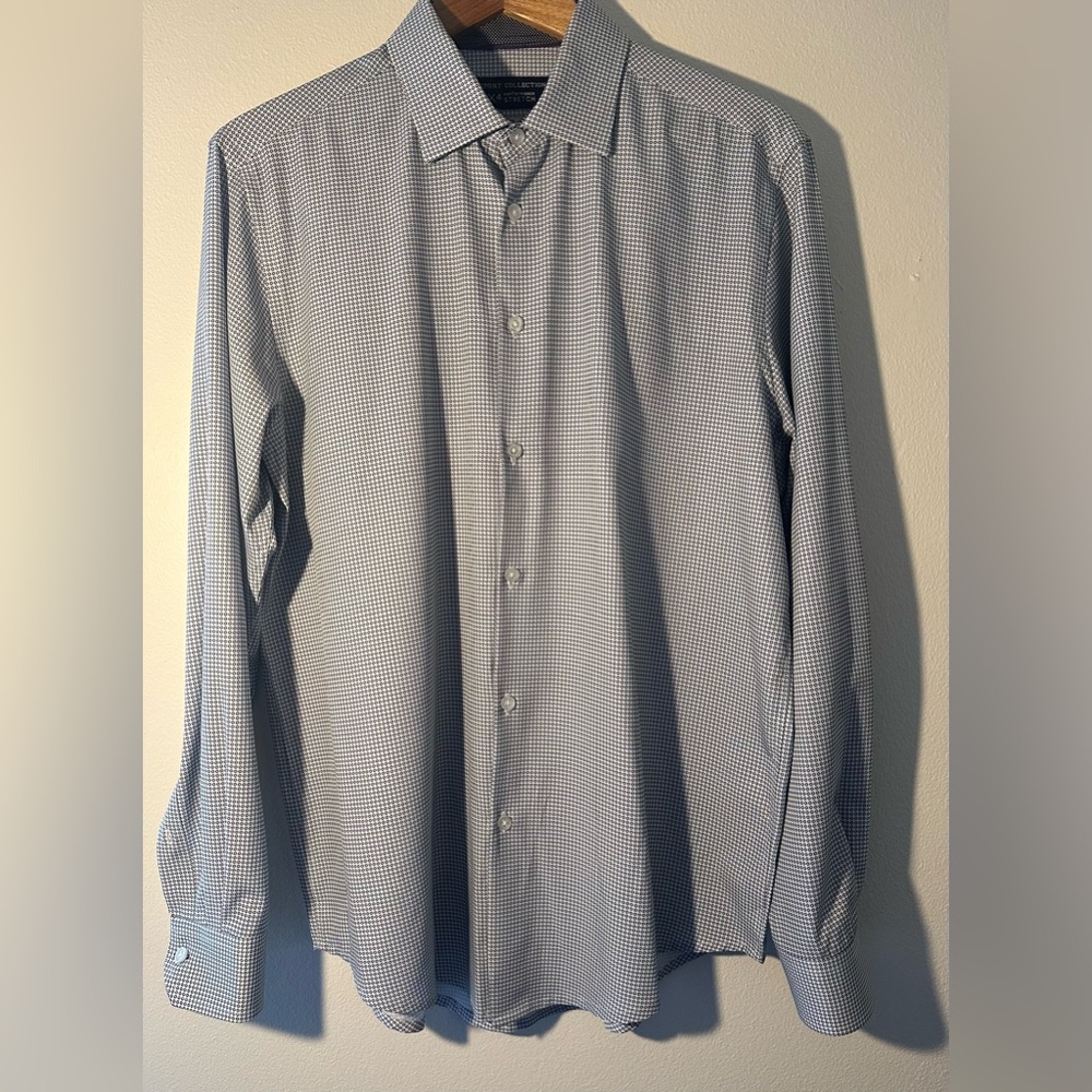Report Collection Men's Navy and White Patterned Shirt
